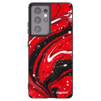Picasee crna silikonska maskica za Samsung Galaxy S21 Ultra 5G G998B - Red black