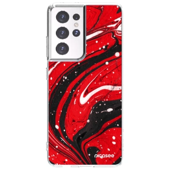 Picasee silikonska prozirna maskica za Samsung Galaxy S21 Ultra 5G G998B - Red black