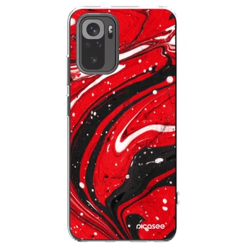 Picasee silikonska prozirna maskica za Xiaomi Redmi Note 10S - Red black