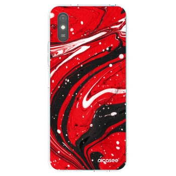 Picasee silikonska prozirna maskica za Xiaomi Redmi 9AT - Red black