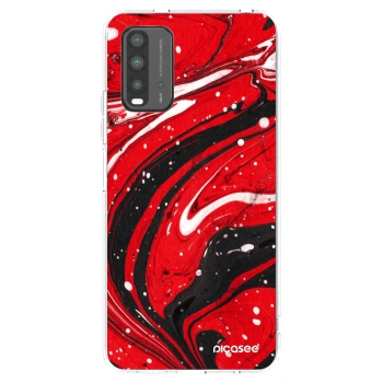 Picasee silikonska prozirna maskica za Xiaomi Redmi 9T - Red black