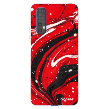 Picasee silikonska prozirna maskica za Realme 7 - Red black
