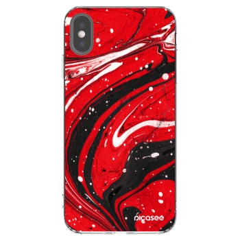 Picasee silikonska prozirna maskica za Apple iPhone XS Max - Red black