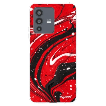 Picasee silikonska prozirna maskica za Vivo V23 5G - Red black