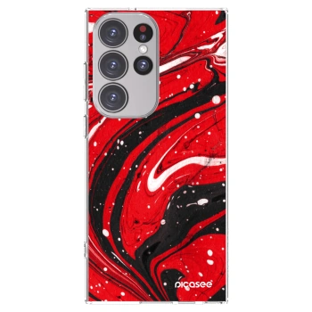 Picasee silikonska prozirna maskica za Samsung Galaxy S23 Ultra 5G - Red black