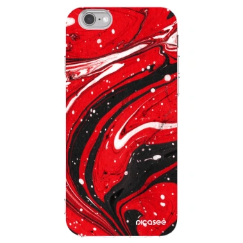 Picasee silikonska prozirna maskica za Apple iPhone 6/6S - Red black