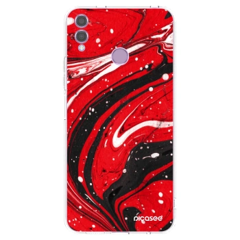 Picasee silikonska prozirna maskica za Honor 8X - Red black