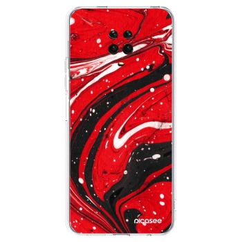 Picasee silikonska prozirna maskica za Xiaomi Redmi Note 9S - Red black