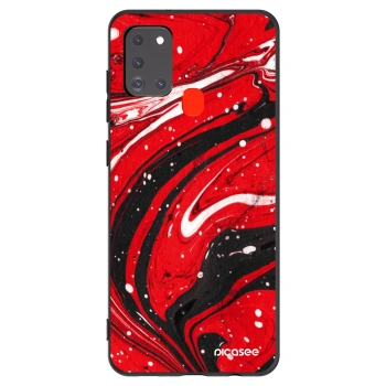 Picasee crna silikonska maskica za Samsung Galaxy A21s - Red black