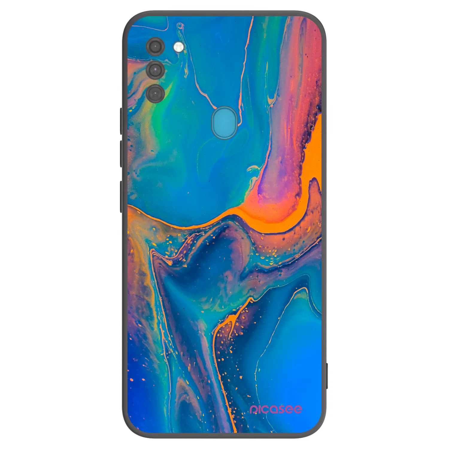 Picasee crna silikonska maskica za Samsung Galaxy M11 - Rainbow