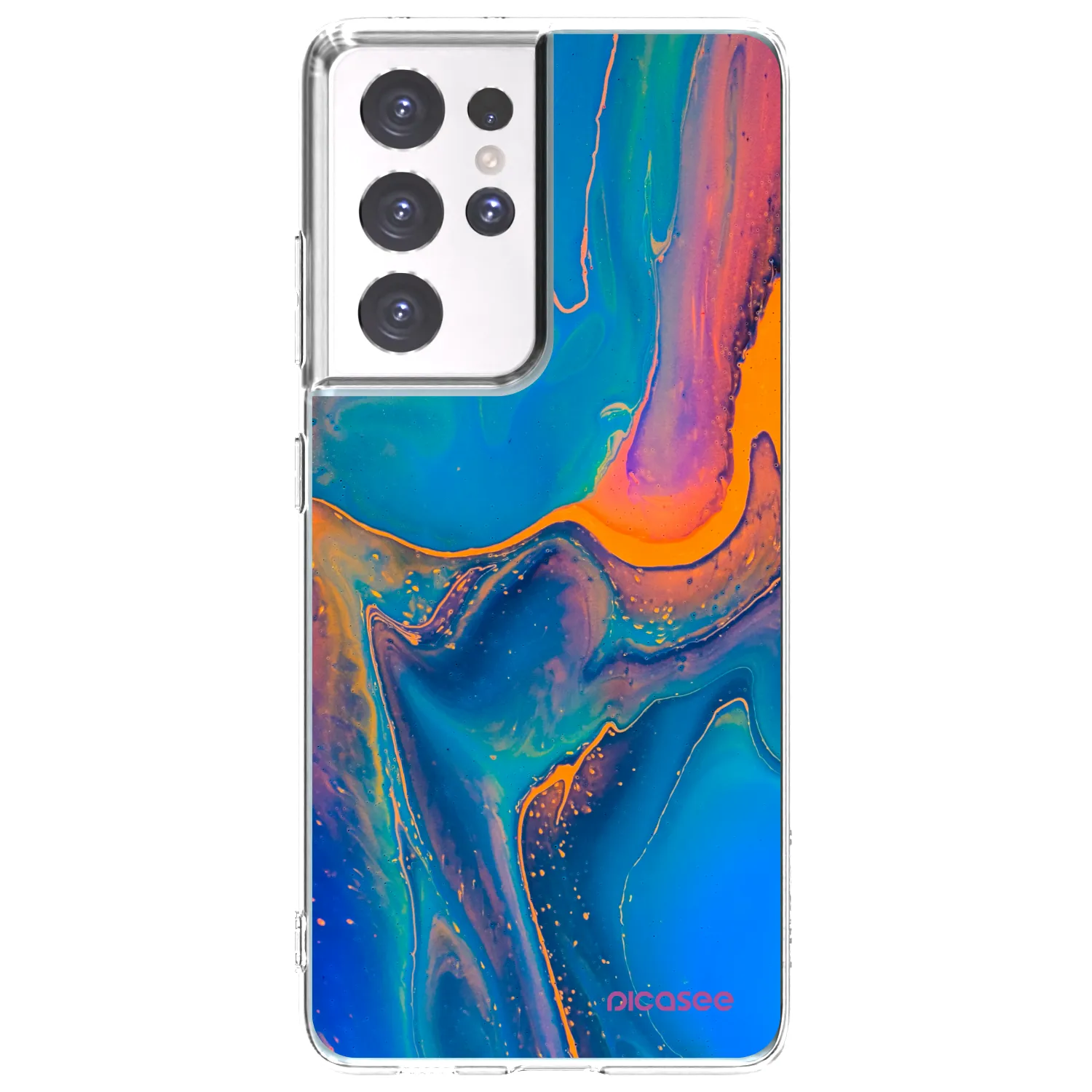 Picasee silikonska prozirna maskica za Samsung Galaxy S21 Ultra 5G G998B - Rainbow