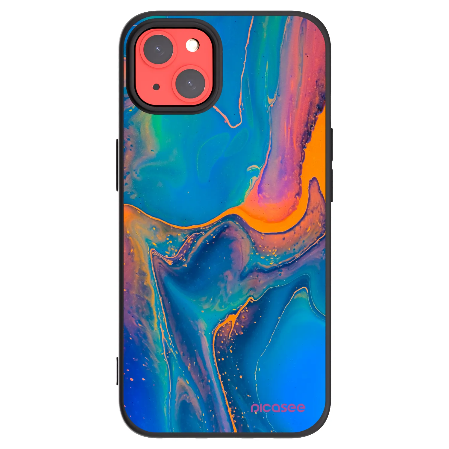 Picasee crna silikonska maskica za Apple iPhone 13 - Rainbow