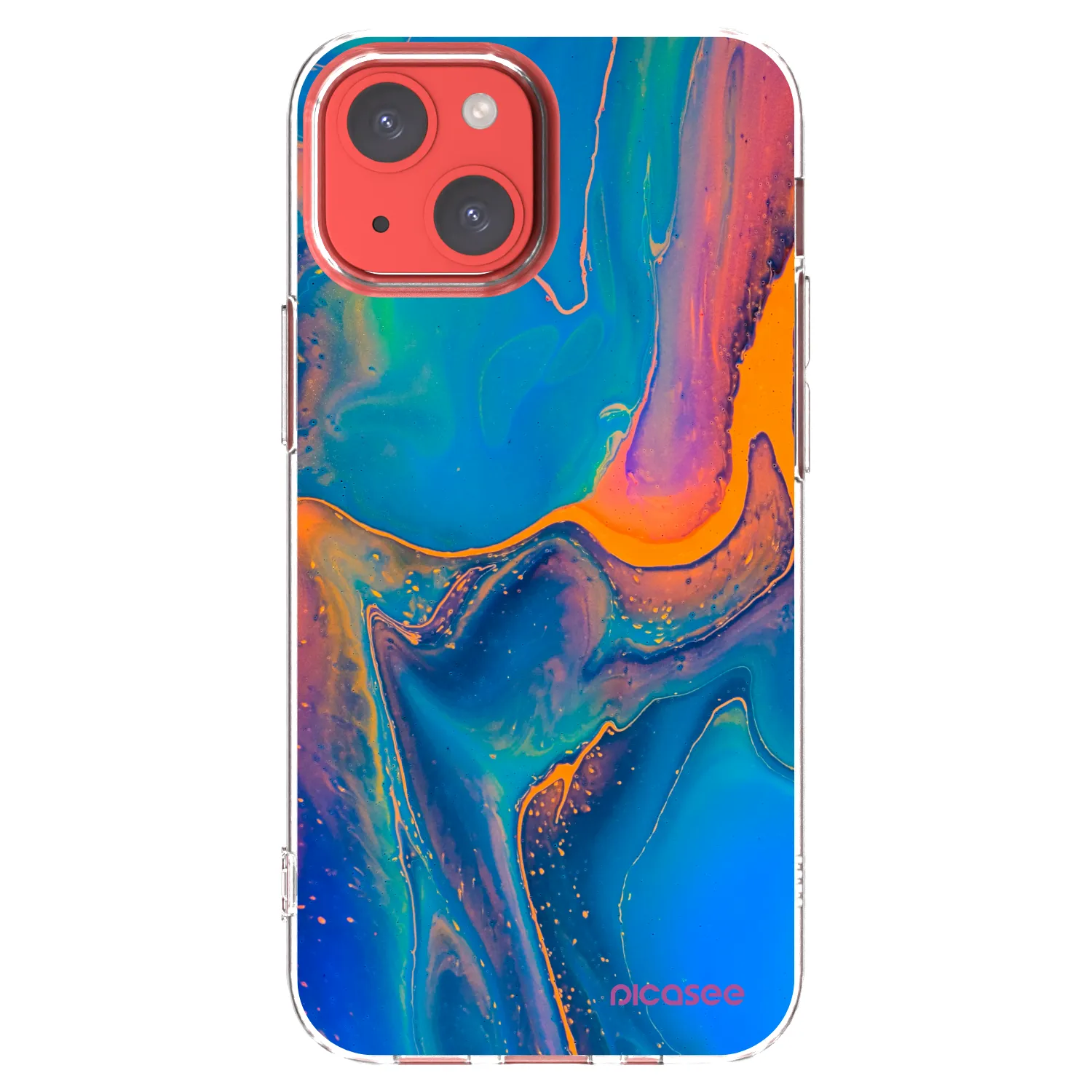 Picasee silikonska prozirna maskica za Apple iPhone 13 mini - Rainbow