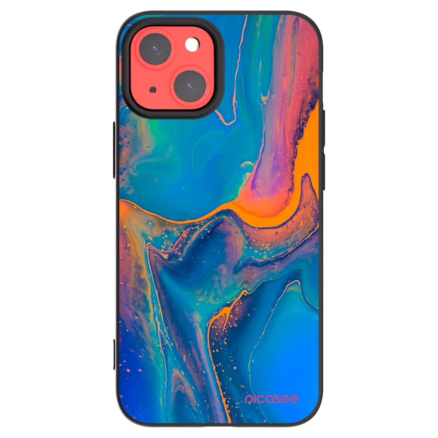 Picasee crna silikonska maskica za Apple iPhone 13 mini - Rainbow