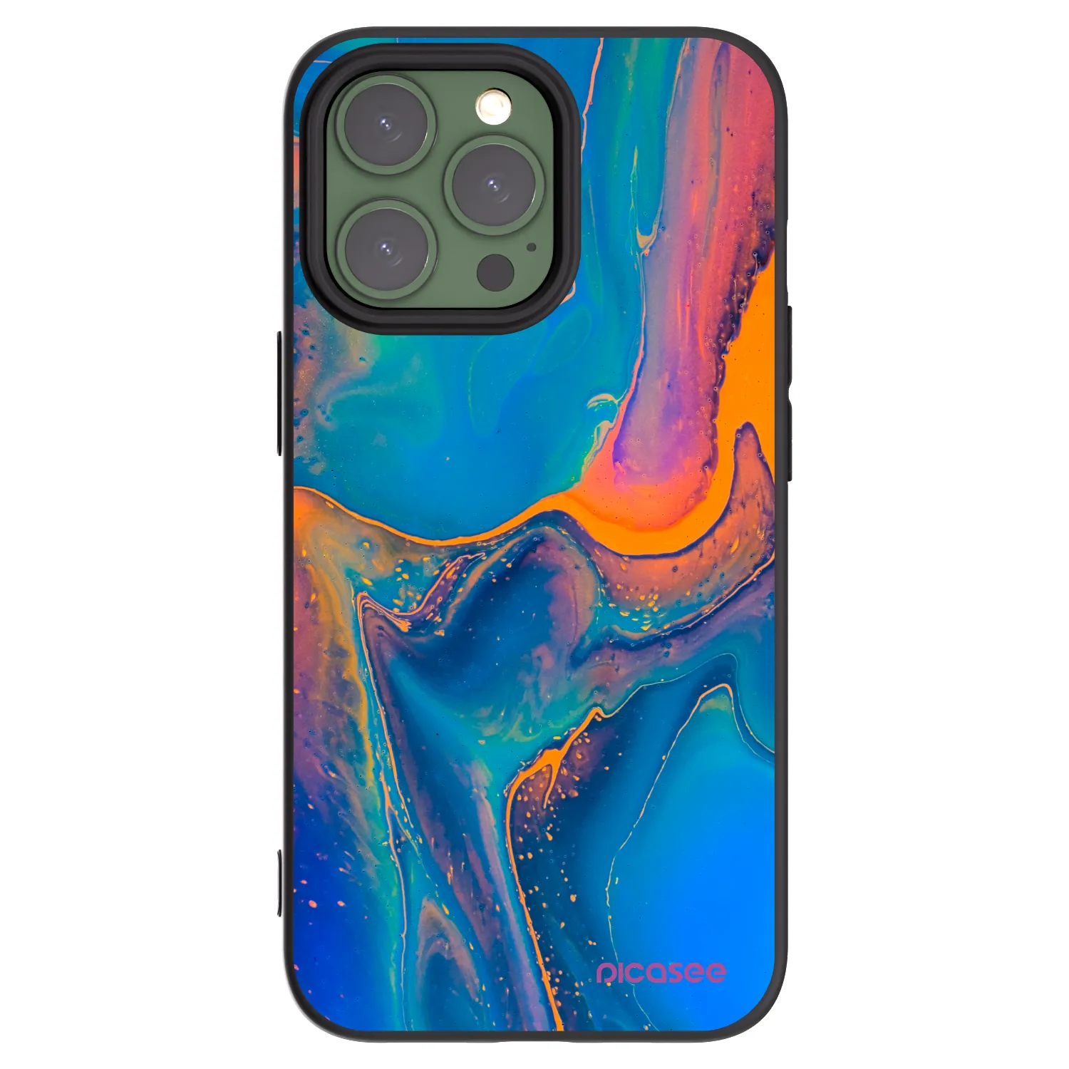 Picasee crna silikonska maskica za Apple iPhone 13 Pro - Rainbow