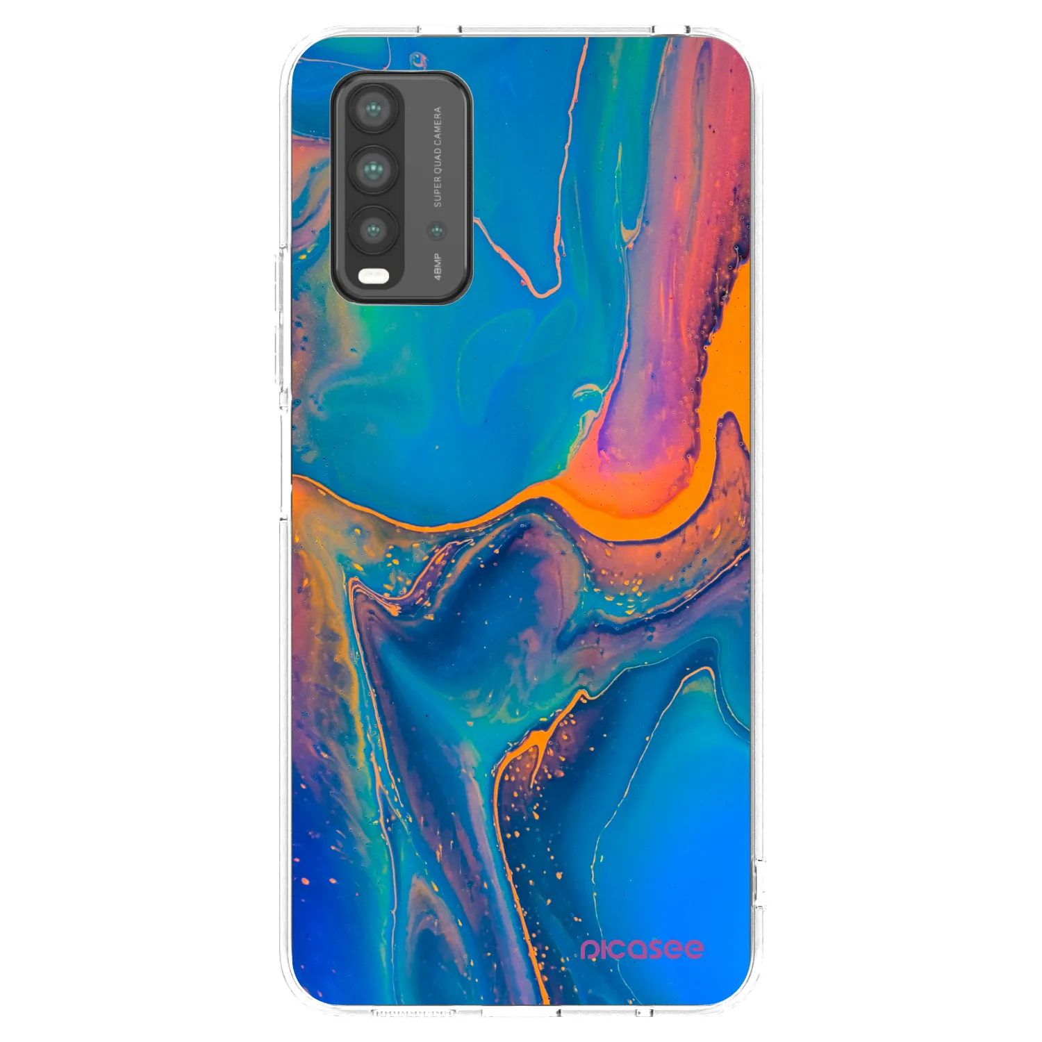 Picasee crna silikonska maskica za Xiaomi Redmi 9T - Rainbow