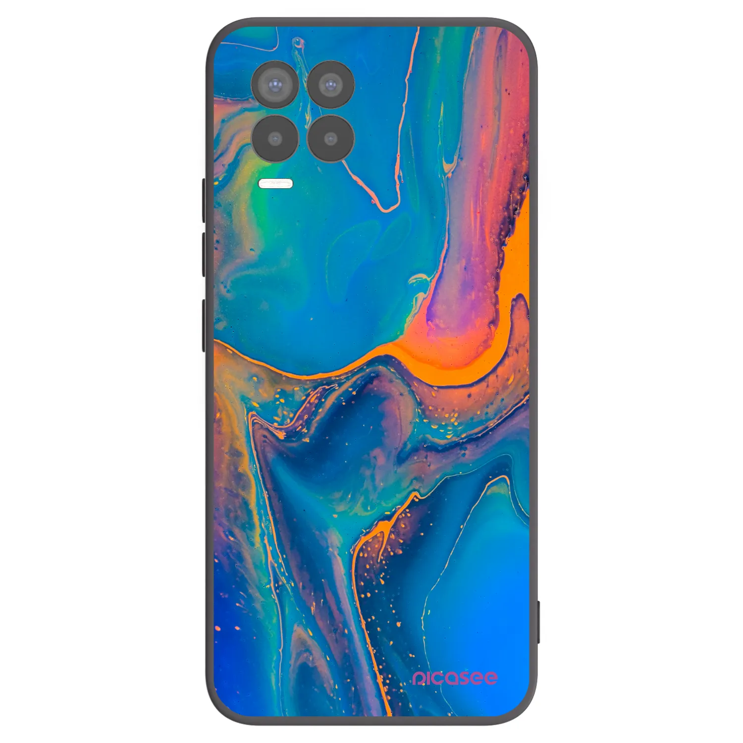 Picasee crna silikonska maskica za Realme 8 4G - Rainbow