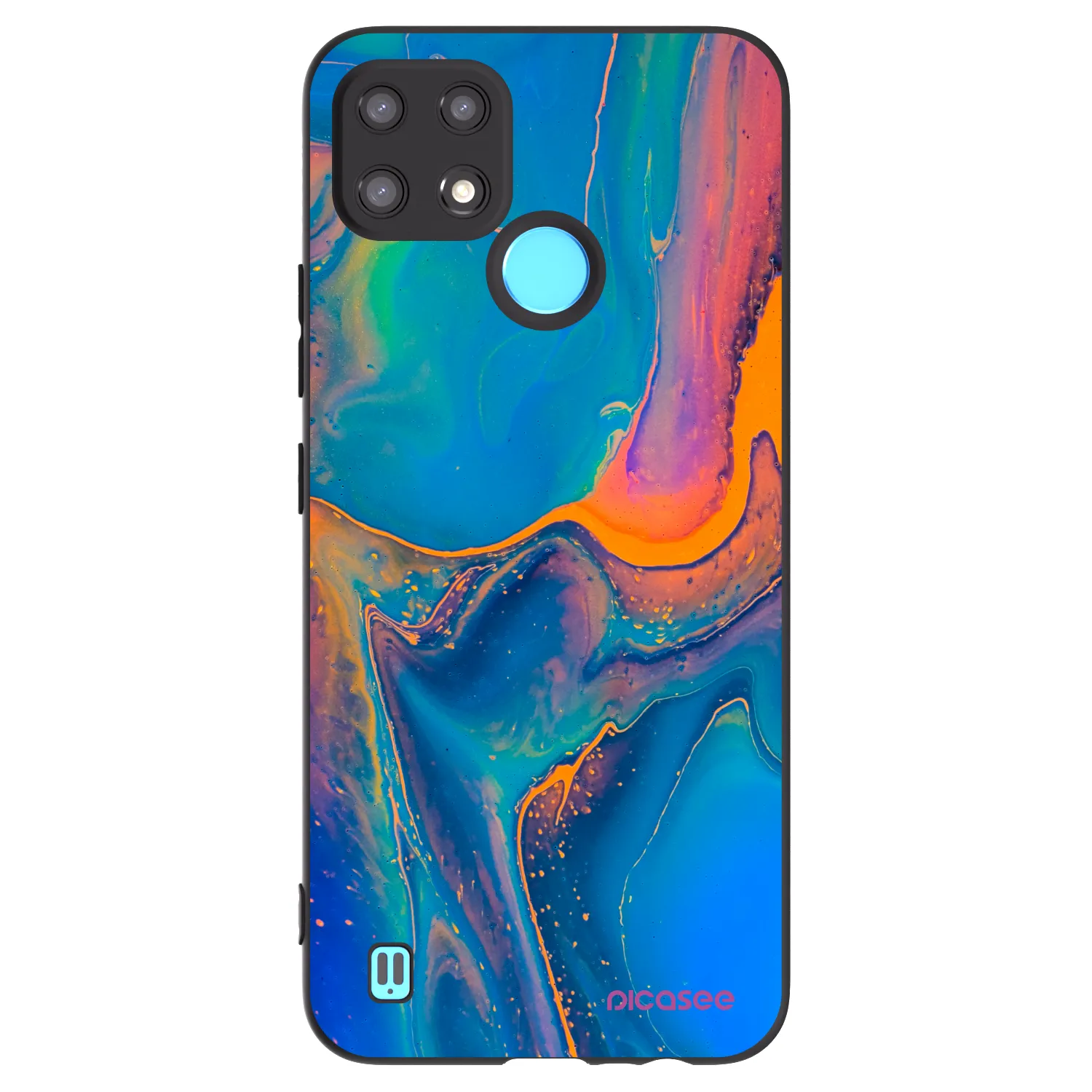 Picasee crna silikonska maskica za Realme C21 - Rainbow