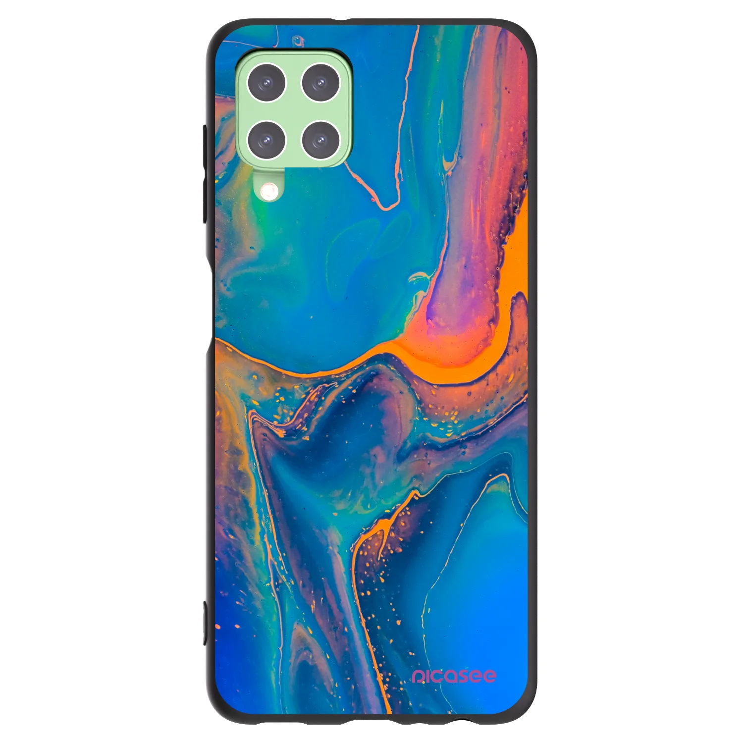 Picasee crna silikonska maskica za Samsung Galaxy A22 A225F 4G - Rainbow