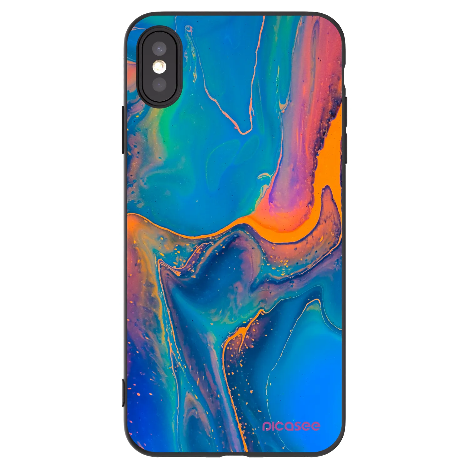 Picasee crna silikonska maskica za Apple iPhone XS Max - Rainbow