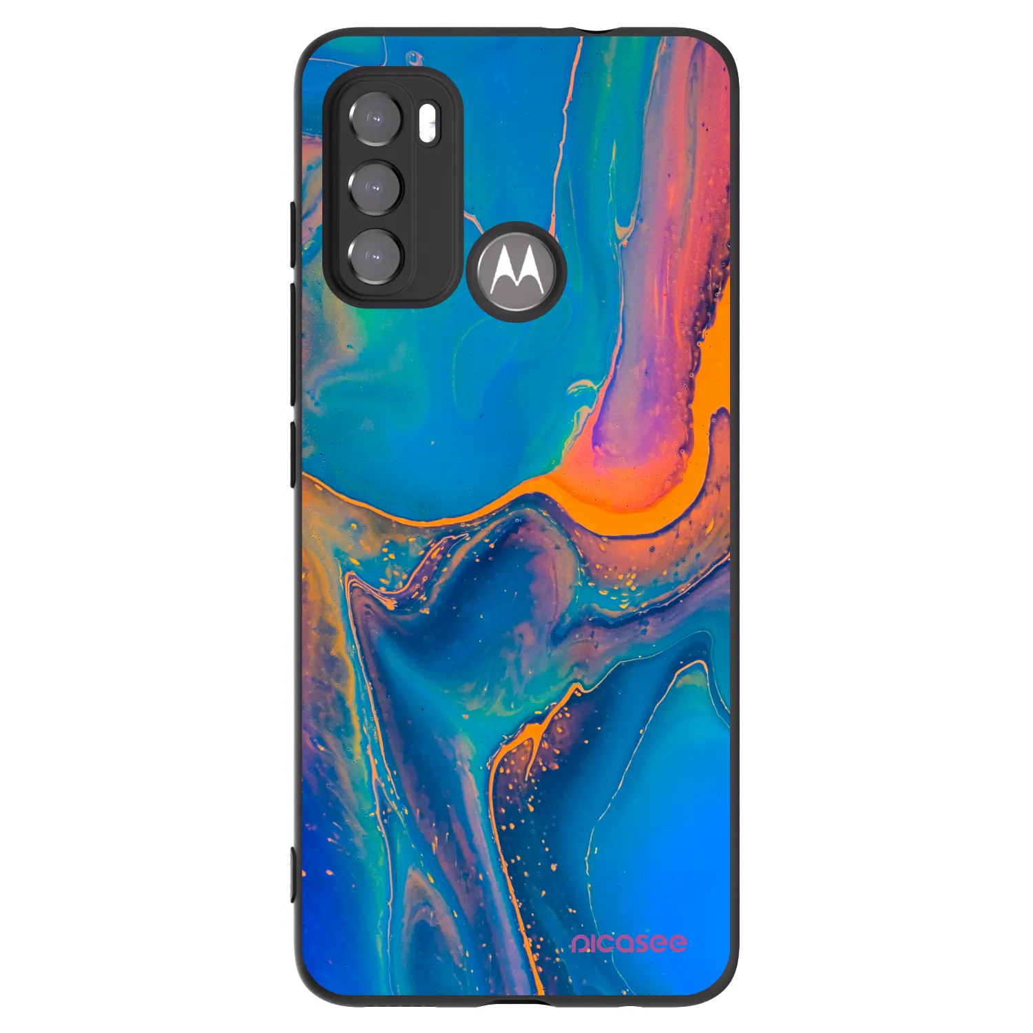 Picasee crna silikonska maskica za Motorola Moto G60 - Rainbow