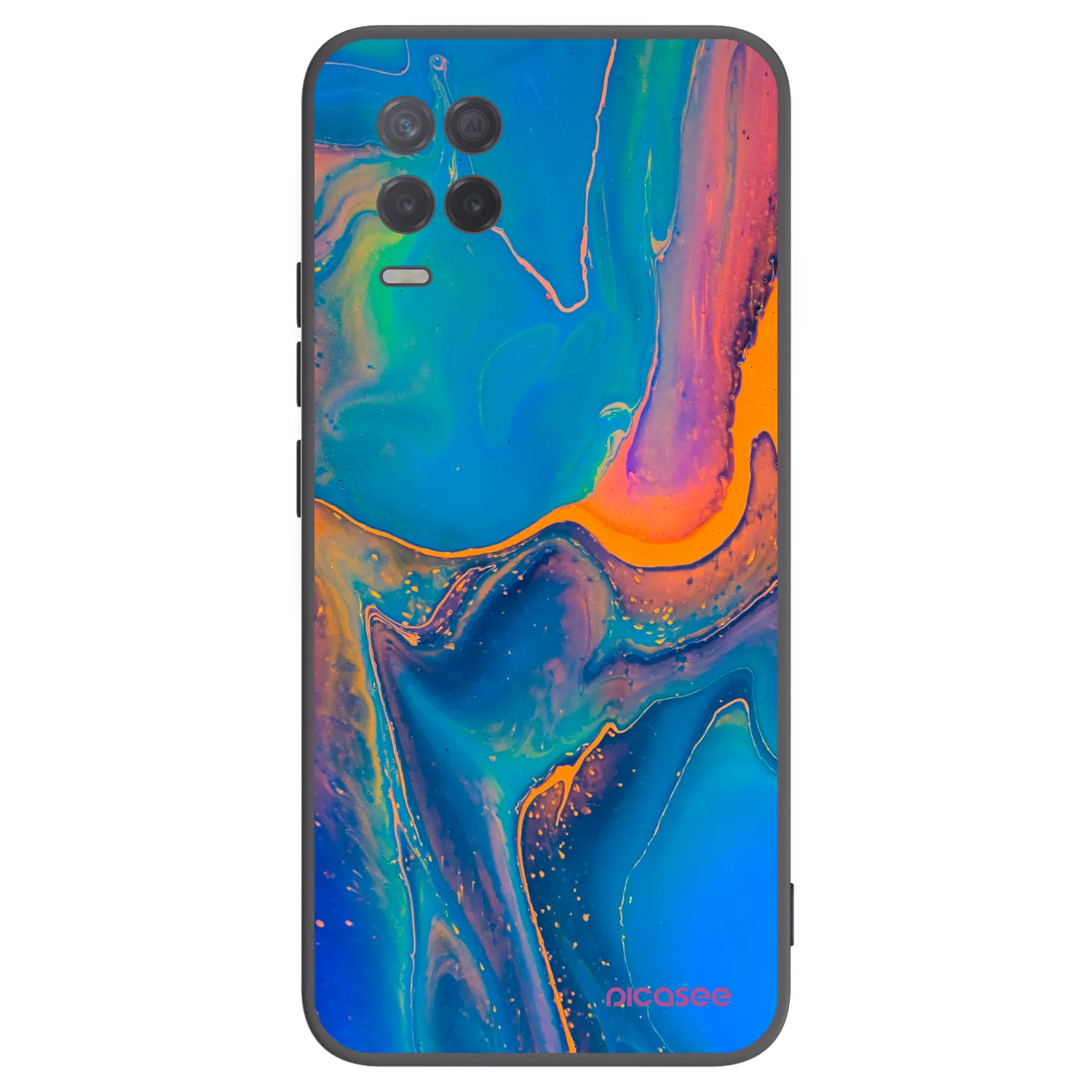 Picasee crna silikonska maskica za Realme 8 5G - Rainbow