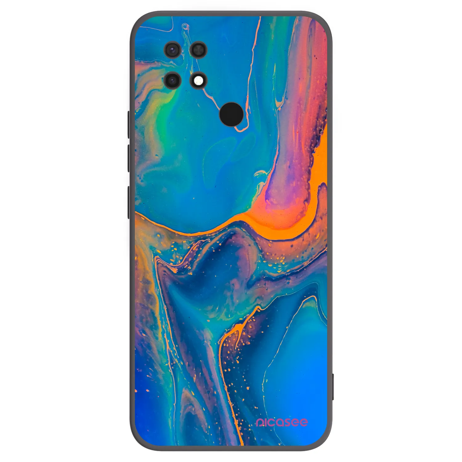 Picasee crna silikonska maskica za Xiaomi Redmi 10C - Rainbow