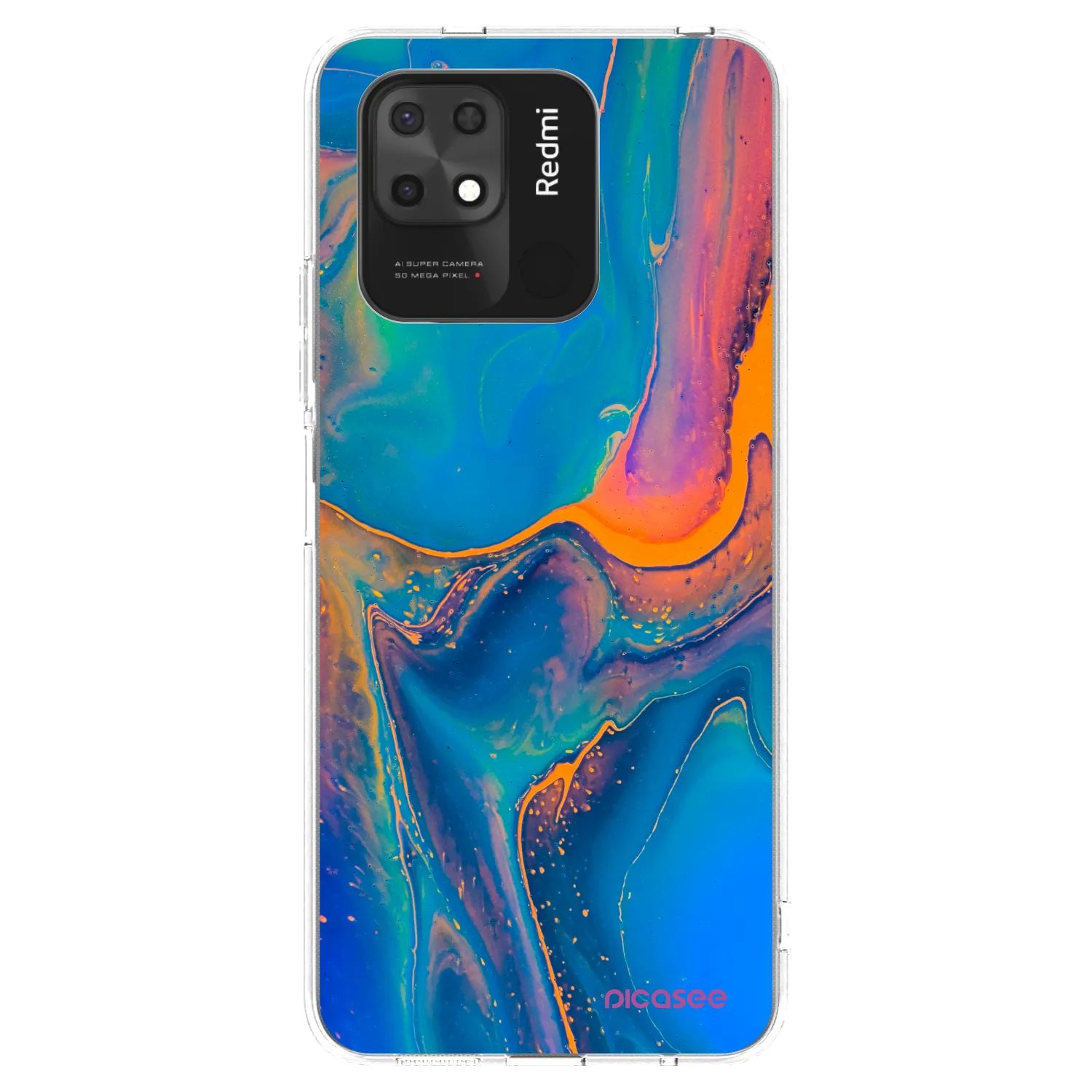 Picasee silikonska prozirna maskica za Xiaomi Redmi 10C - Rainbow