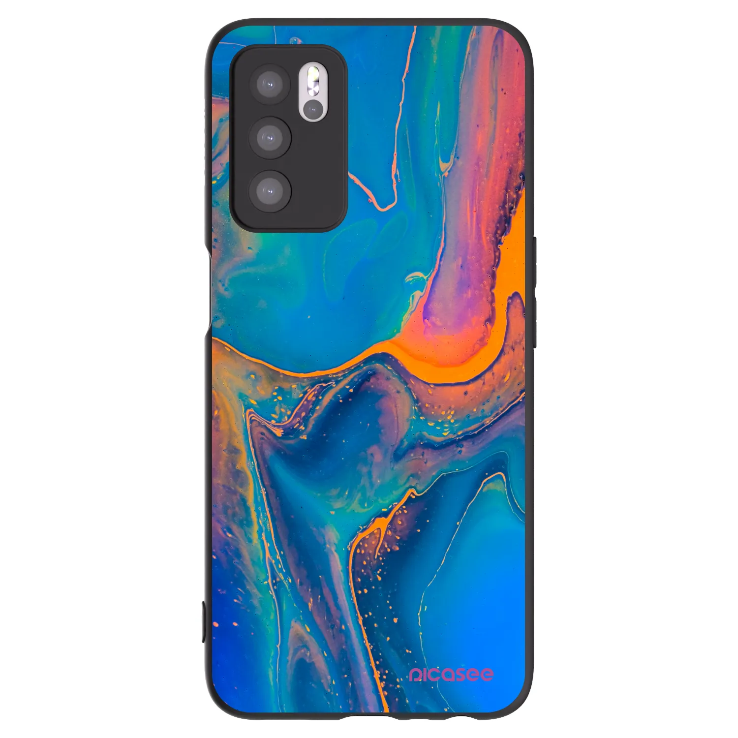 Picasee crna silikonska maskica za OPPO A16s - Rainbow