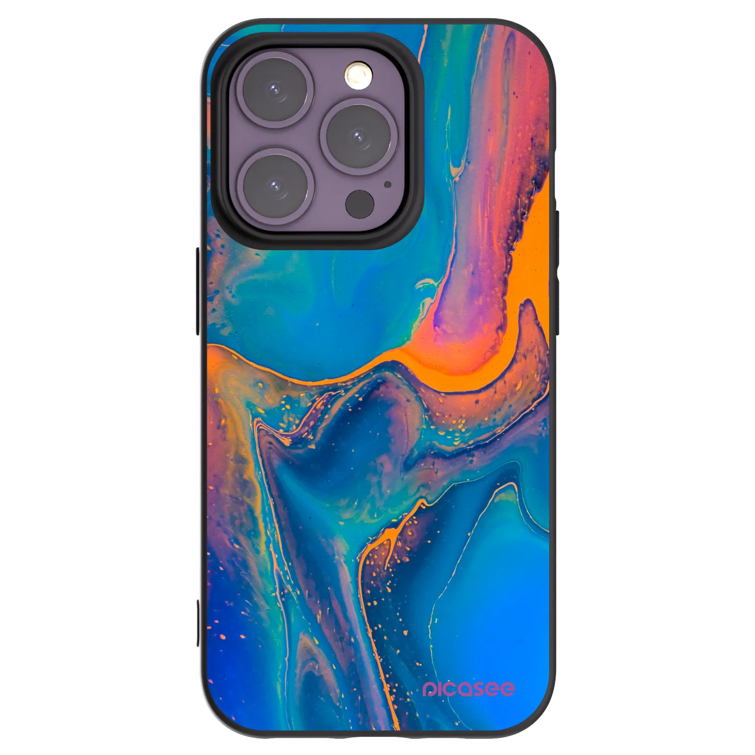 Picasee crna silikonska maskica za Apple iPhone 14 Pro - Rainbow