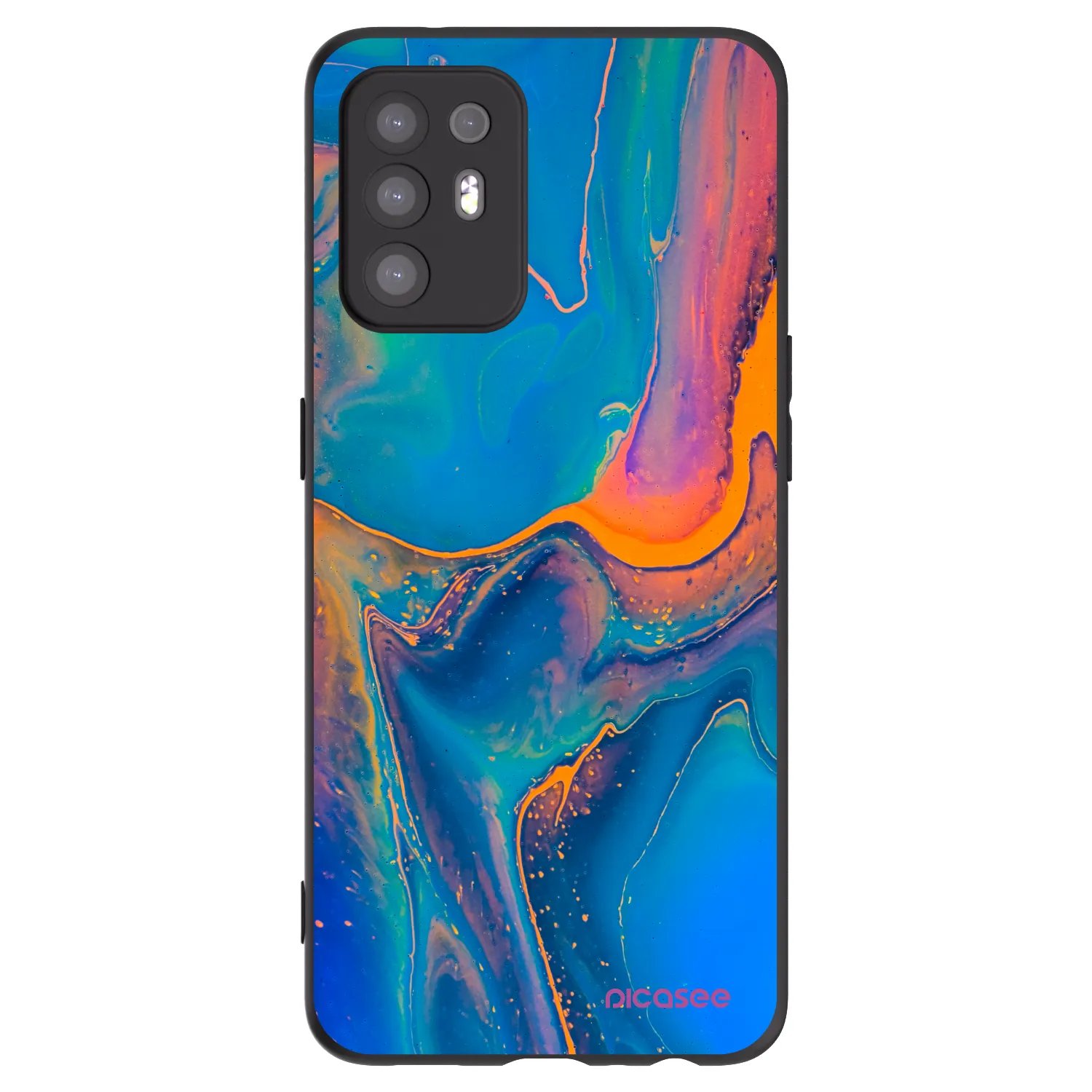 Picasee crna silikonska maskica za OPPO A94 5G - Rainbow