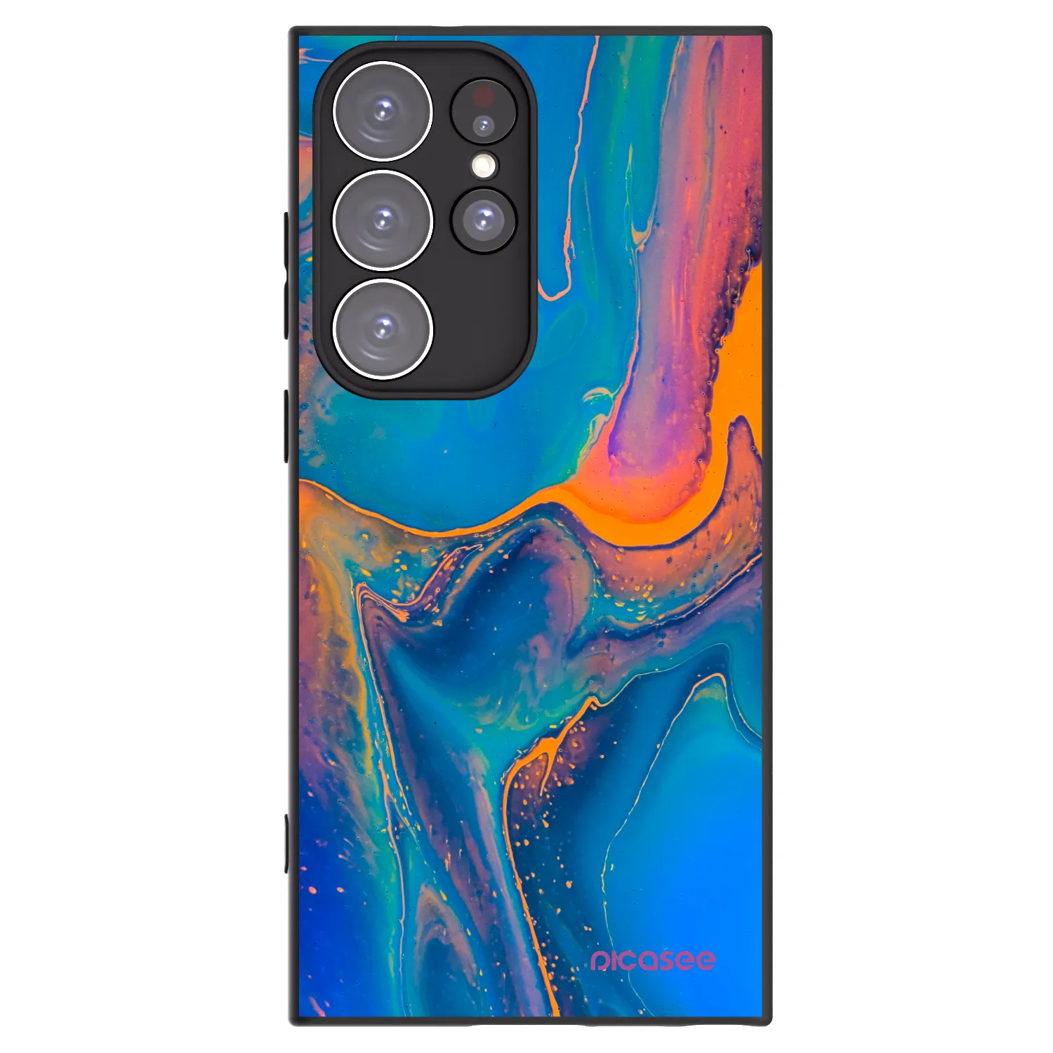 Picasee crna silikonska maskica za Samsung Galaxy S23 Ultra 5G - Rainbow