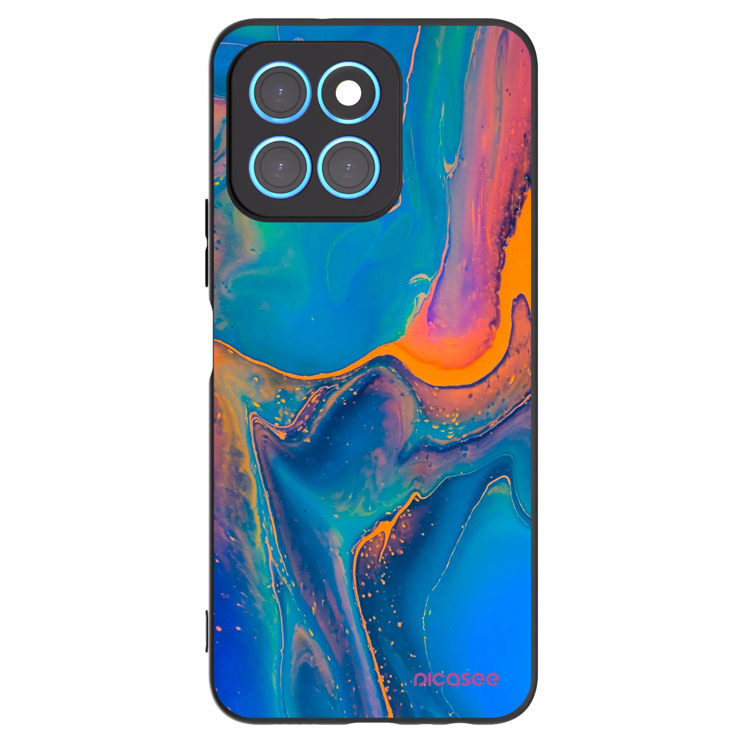 Picasee crna silikonska maskica za Honor X8 5G - Rainbow
