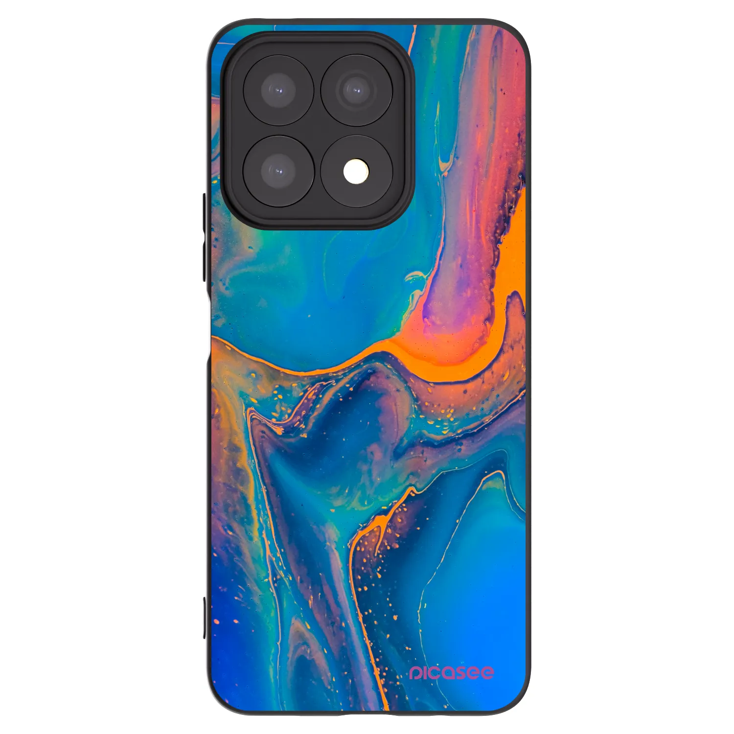 Picasee crna silikonska maskica za Honor X8a - Rainbow