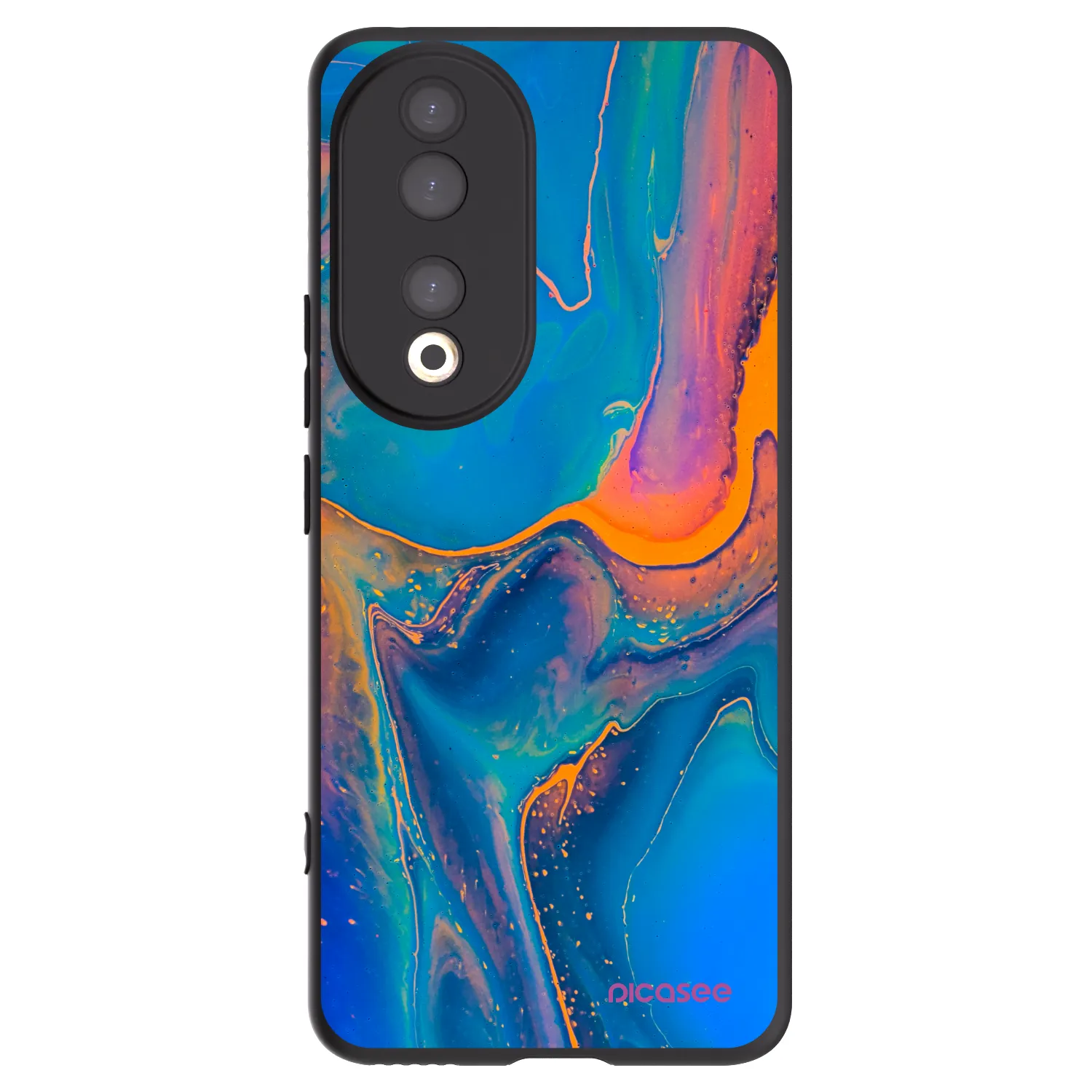 Picasee crna silikonska maskica za Honor 90 5G - Rainbow