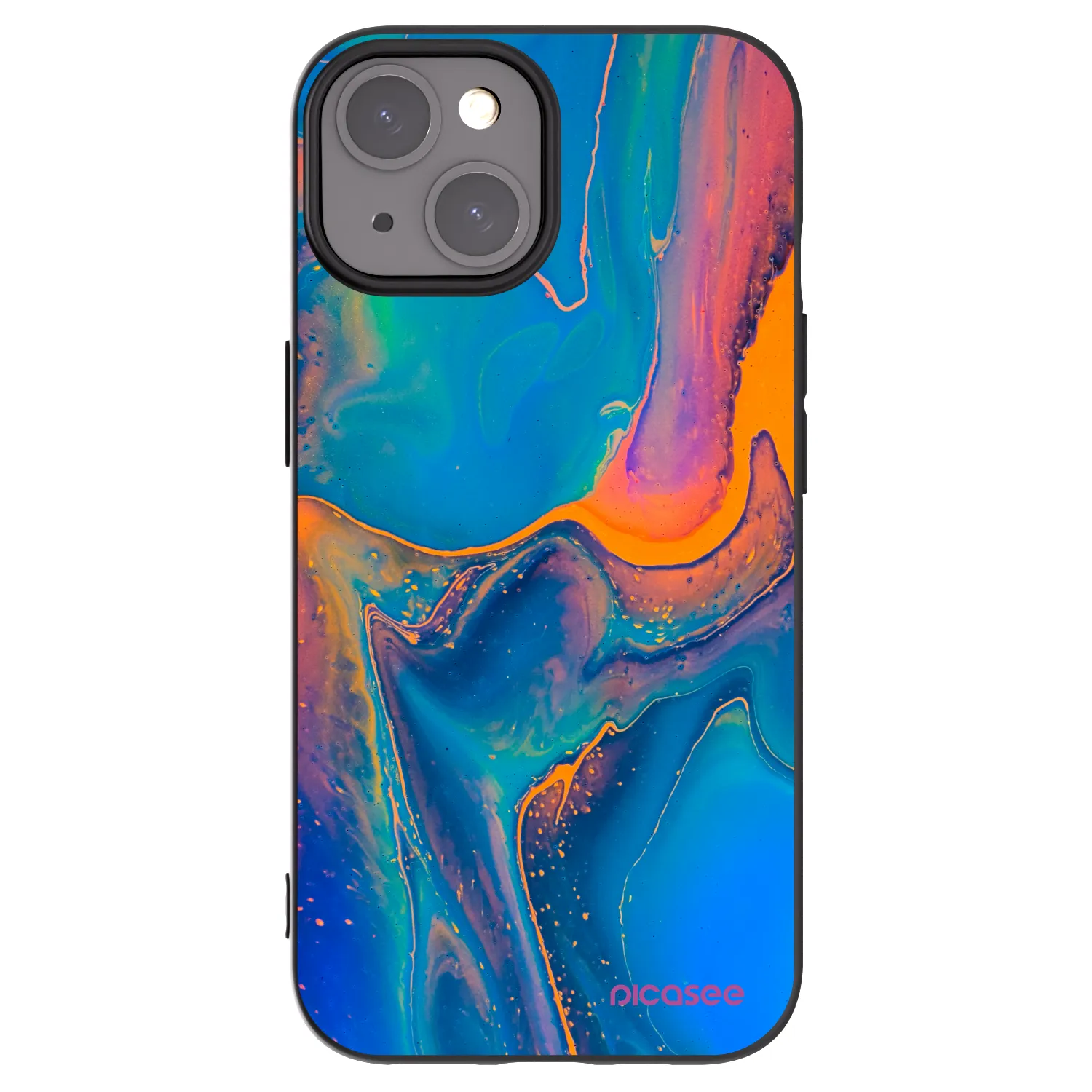 Picasee crna silikonska maskica za Apple iPhone 15 - Rainbow