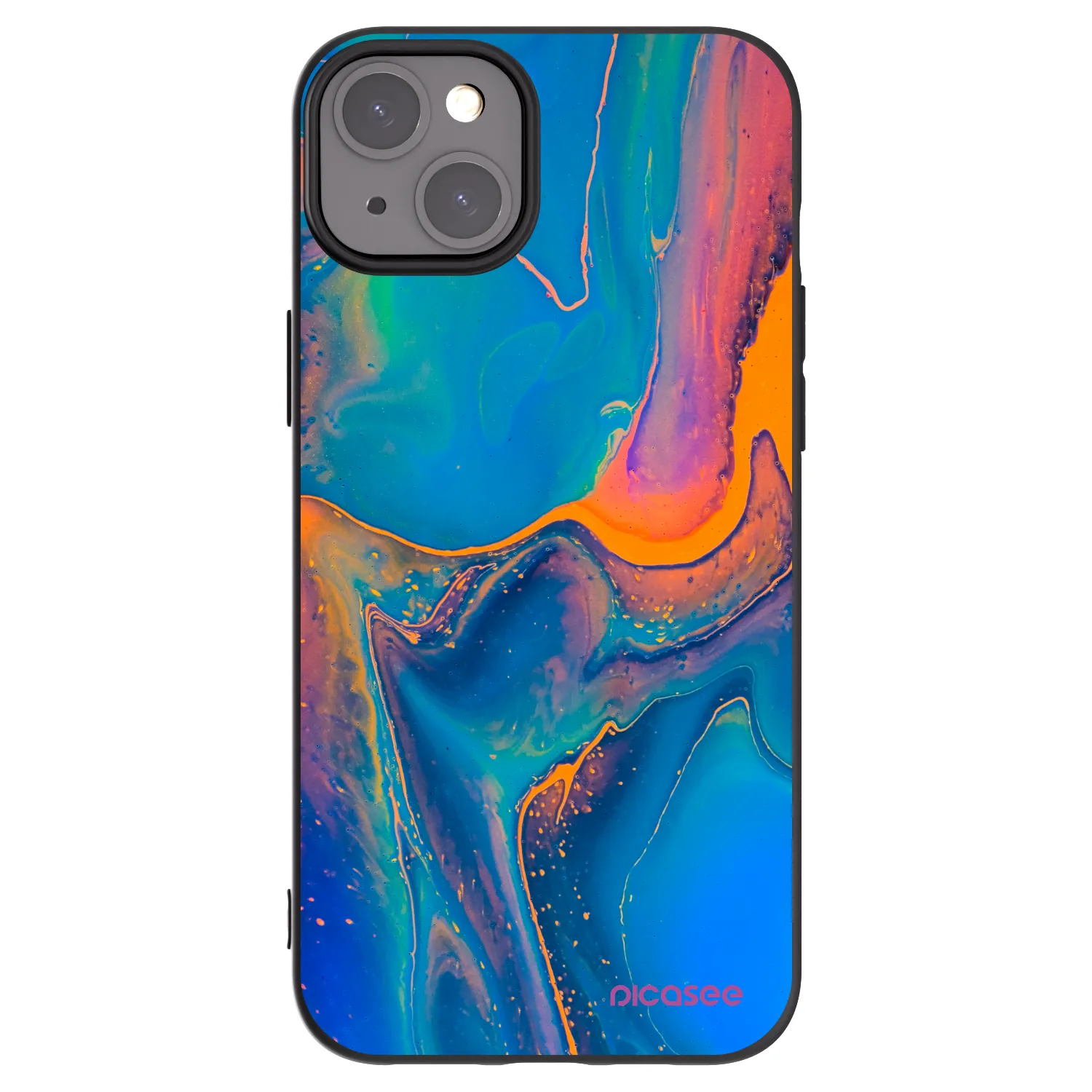Picasee crna silikonska maskica za Apple iPhone 15 Plus - Rainbow