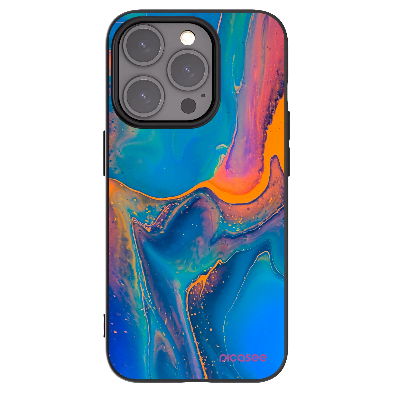 Picasee crna silikonska maskica za Apple iPhone 15 Pro - Rainbow