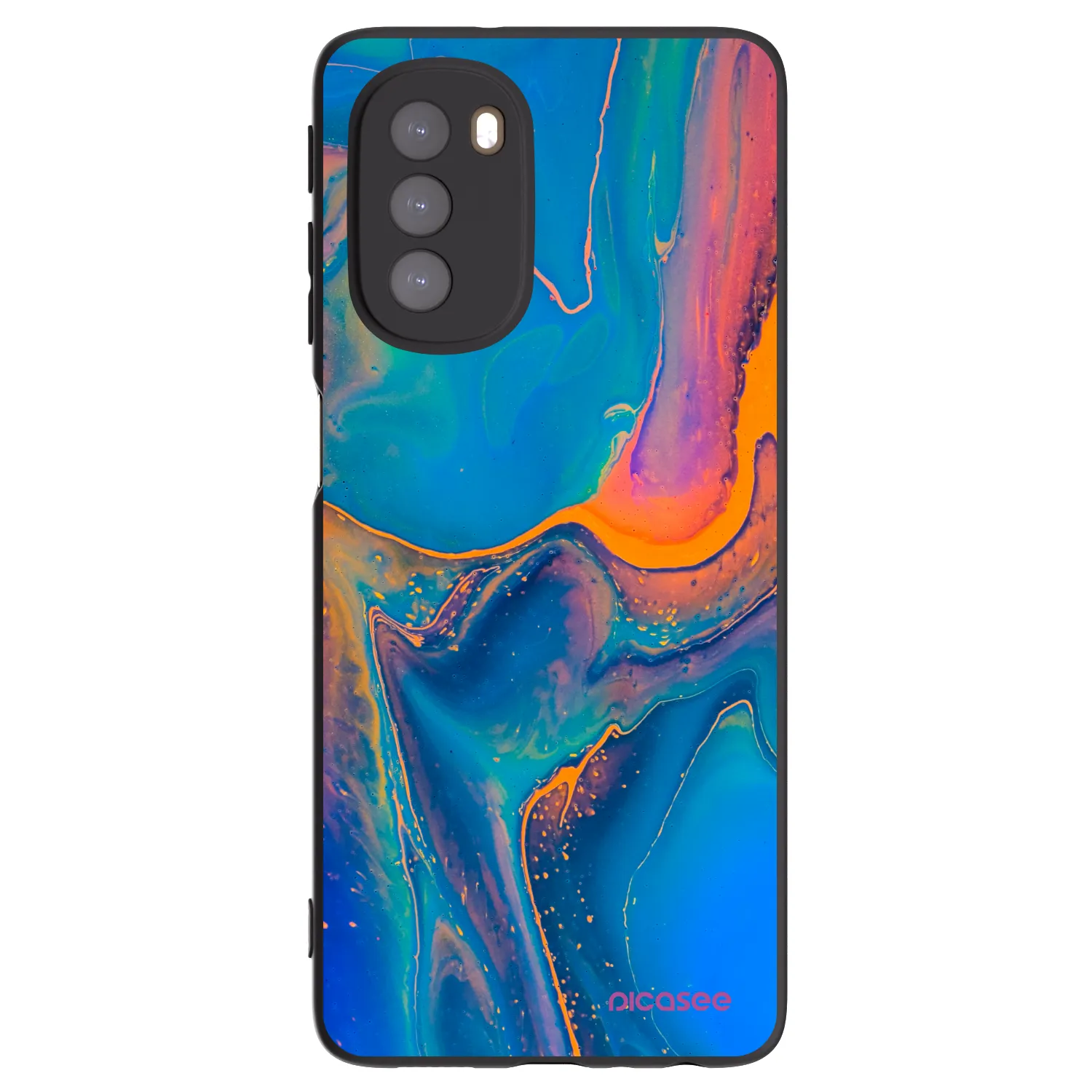 Picasee crna silikonska maskica za Motorola Moto G51 - Rainbow