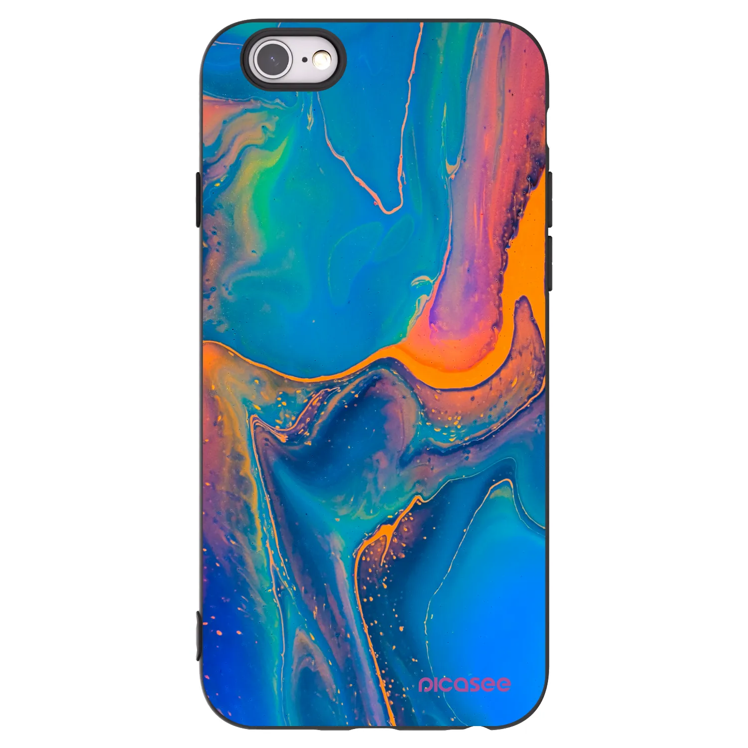 Picasee crna silikonska maskica za Apple iPhone 6/6S - Rainbow