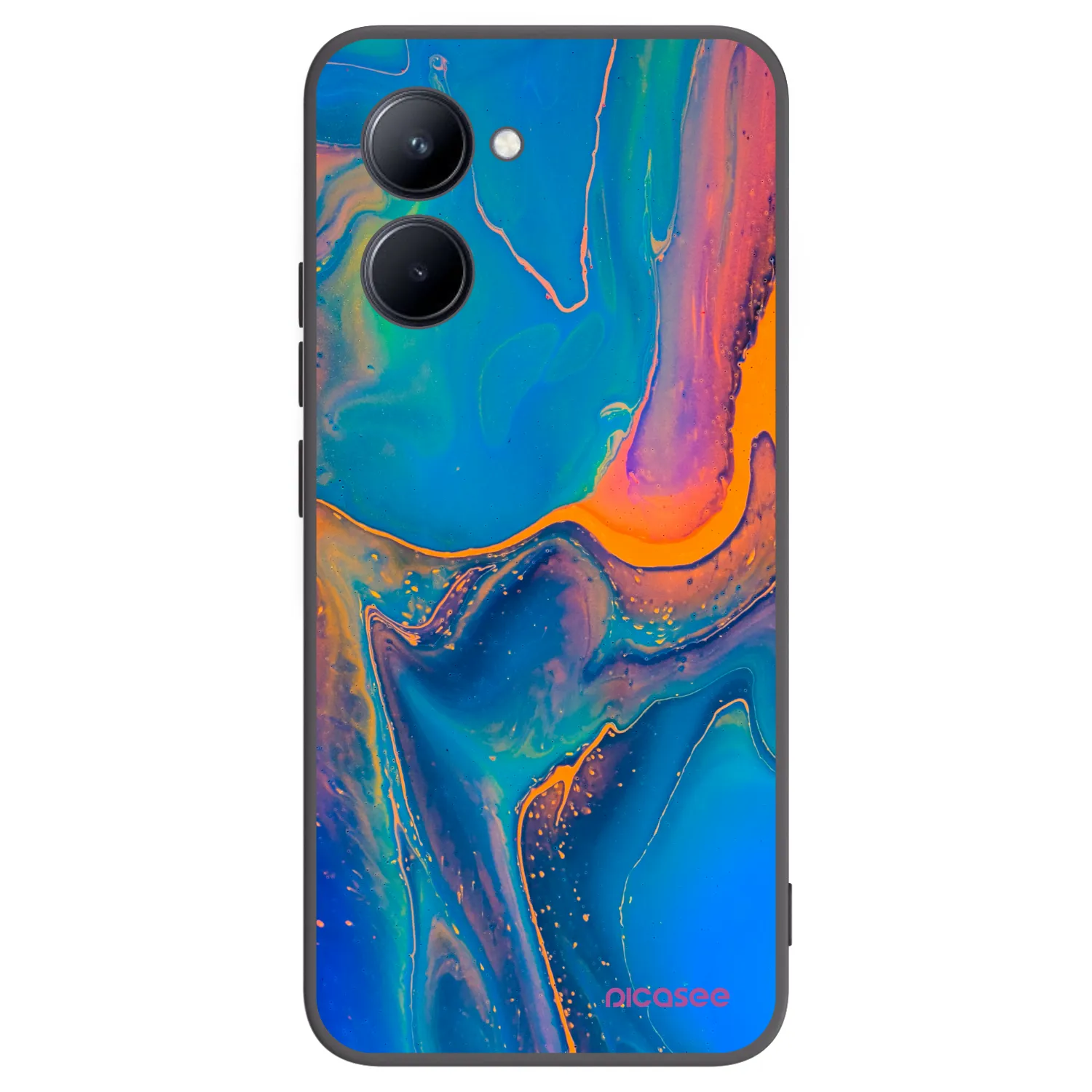 Picasee crna silikonska maskica za Realme C33 (2023) - Rainbow
