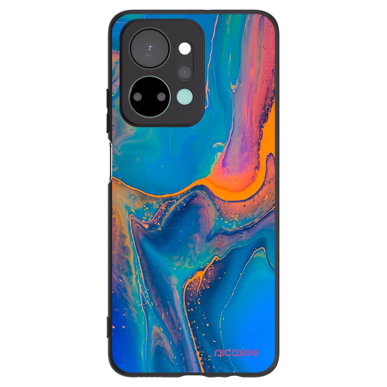 Picasee crna silikonska maskica za Honor X7a - Rainbow