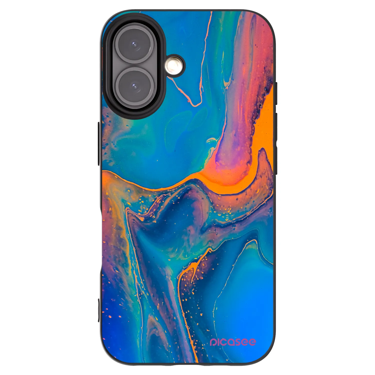 Picasee crna silikonska maskica za Apple iPhone 16 - Rainbow