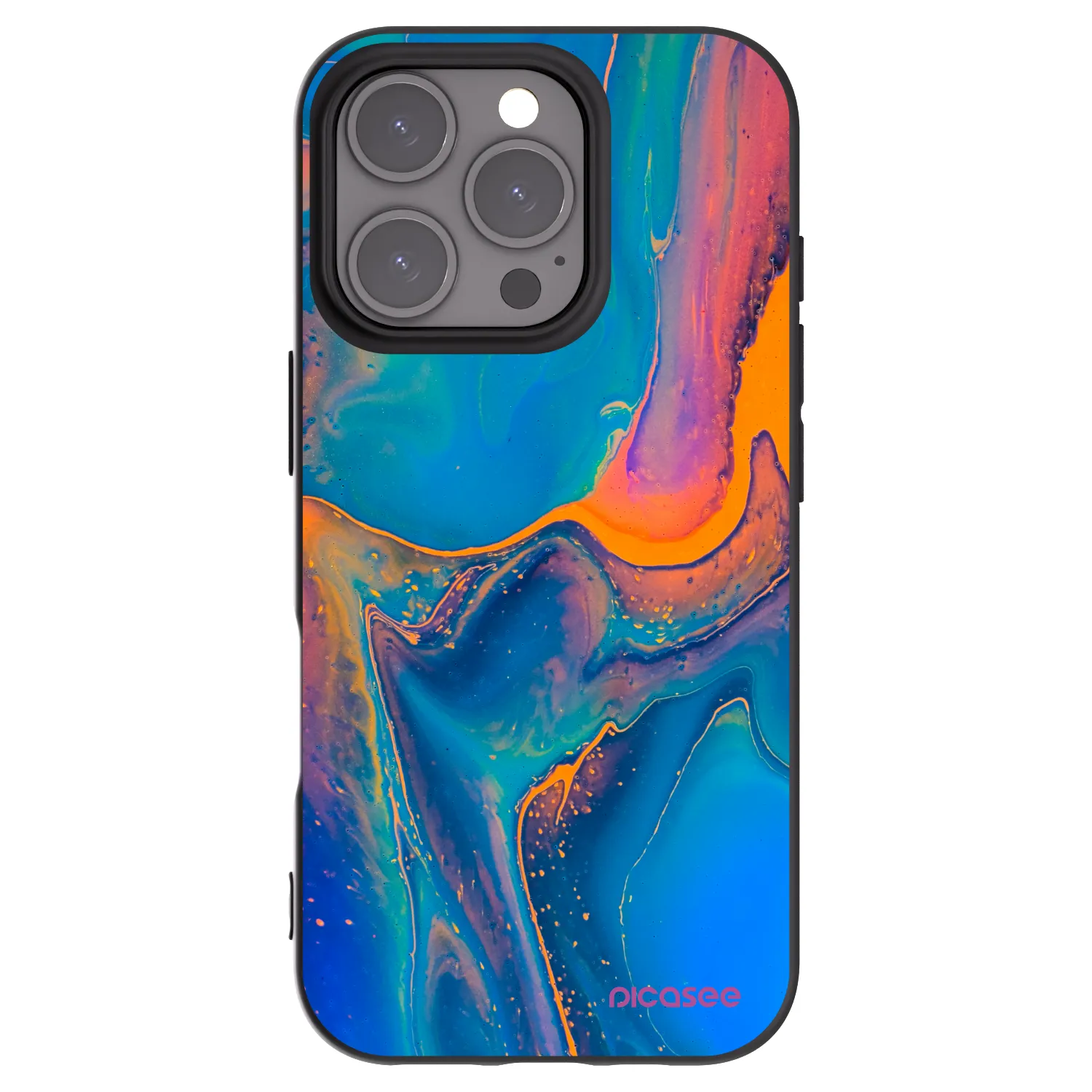 Picasee crna silikonska maskica za Apple iPhone 16 Pro - Rainbow