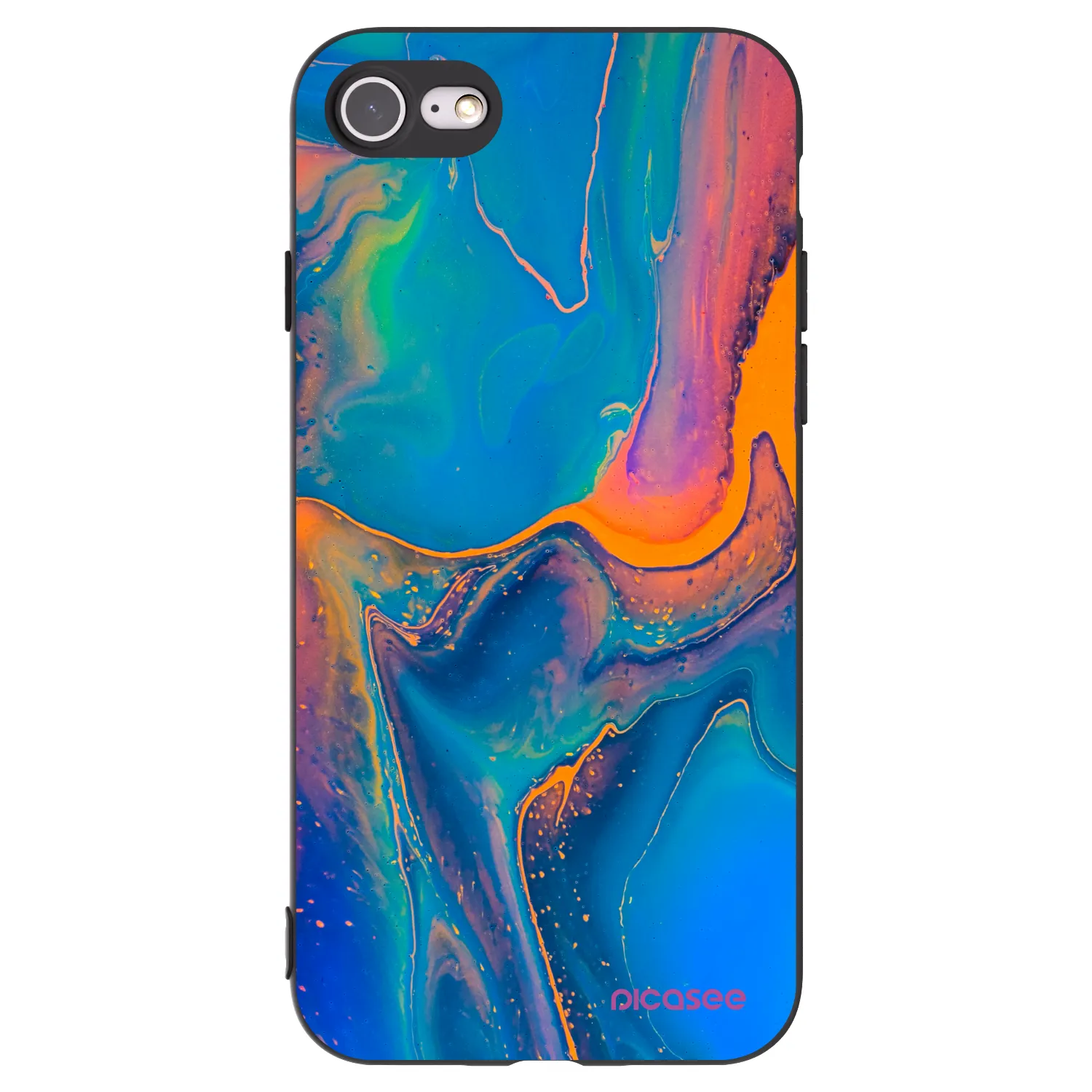 Picasee crna silikonska maskica za Apple iPhone 8 - Rainbow