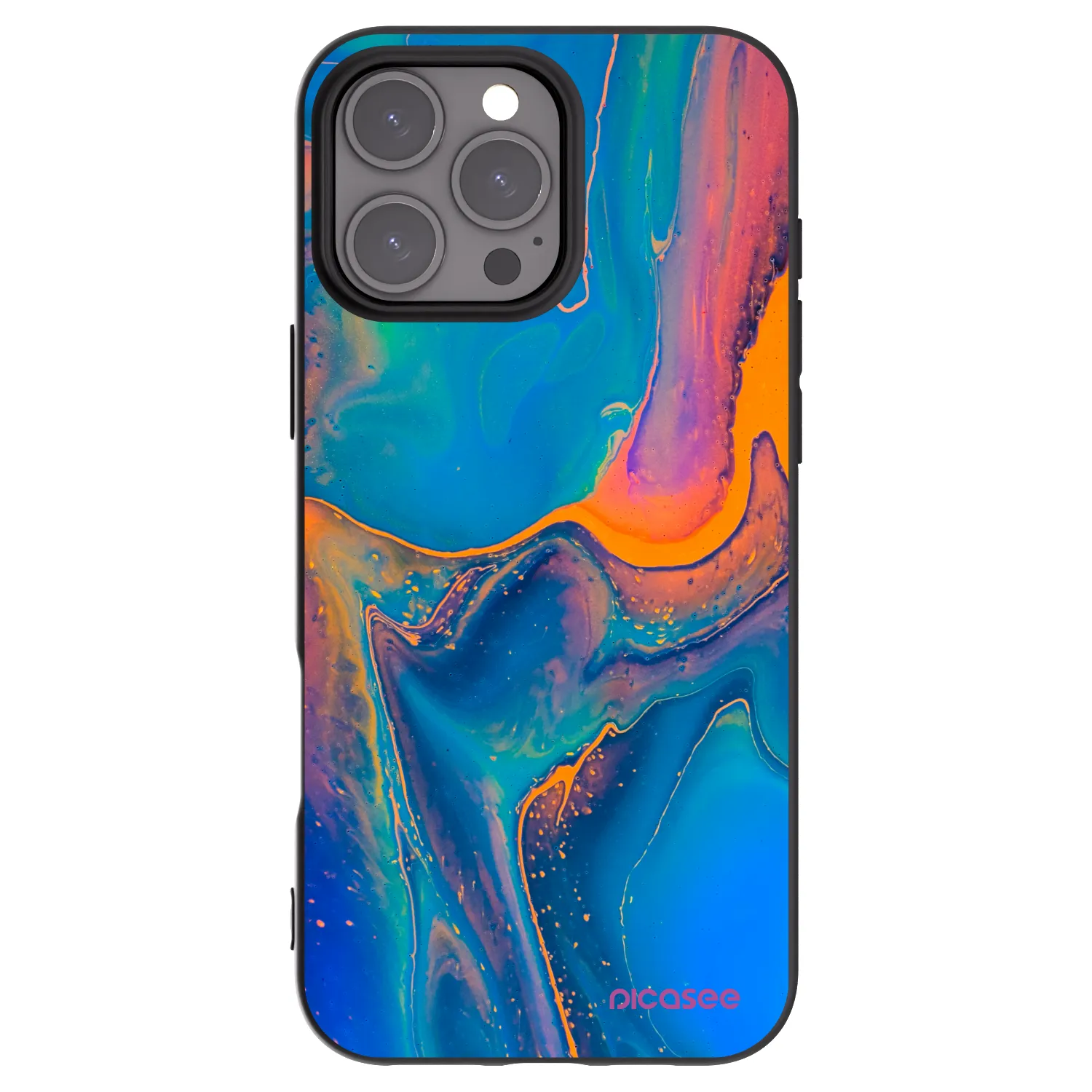 Picasee crna silikonska maskica za Apple iPhone 16 Pro Max - Rainbow
