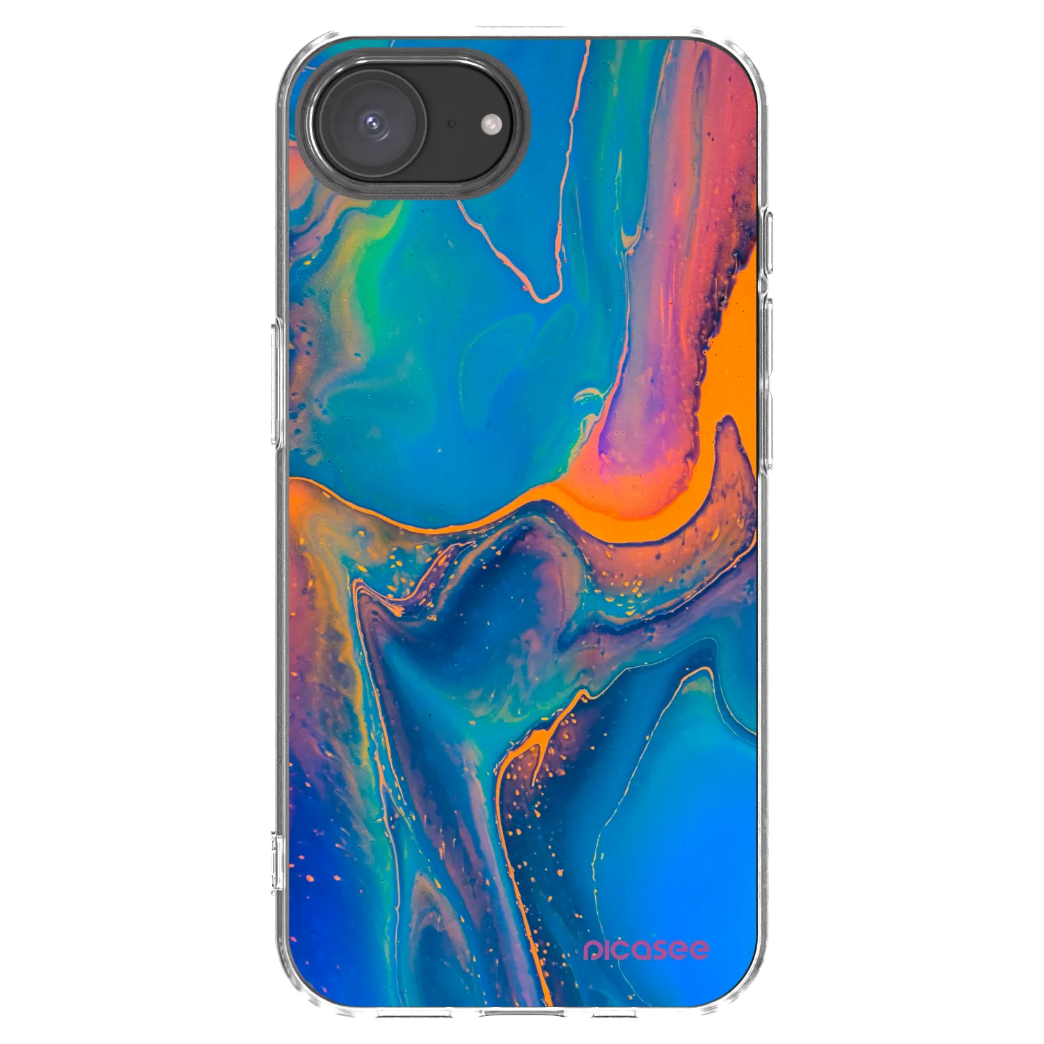 Picasee silikonska prozirna maskica za Apple iPhone 16e - Rainbow