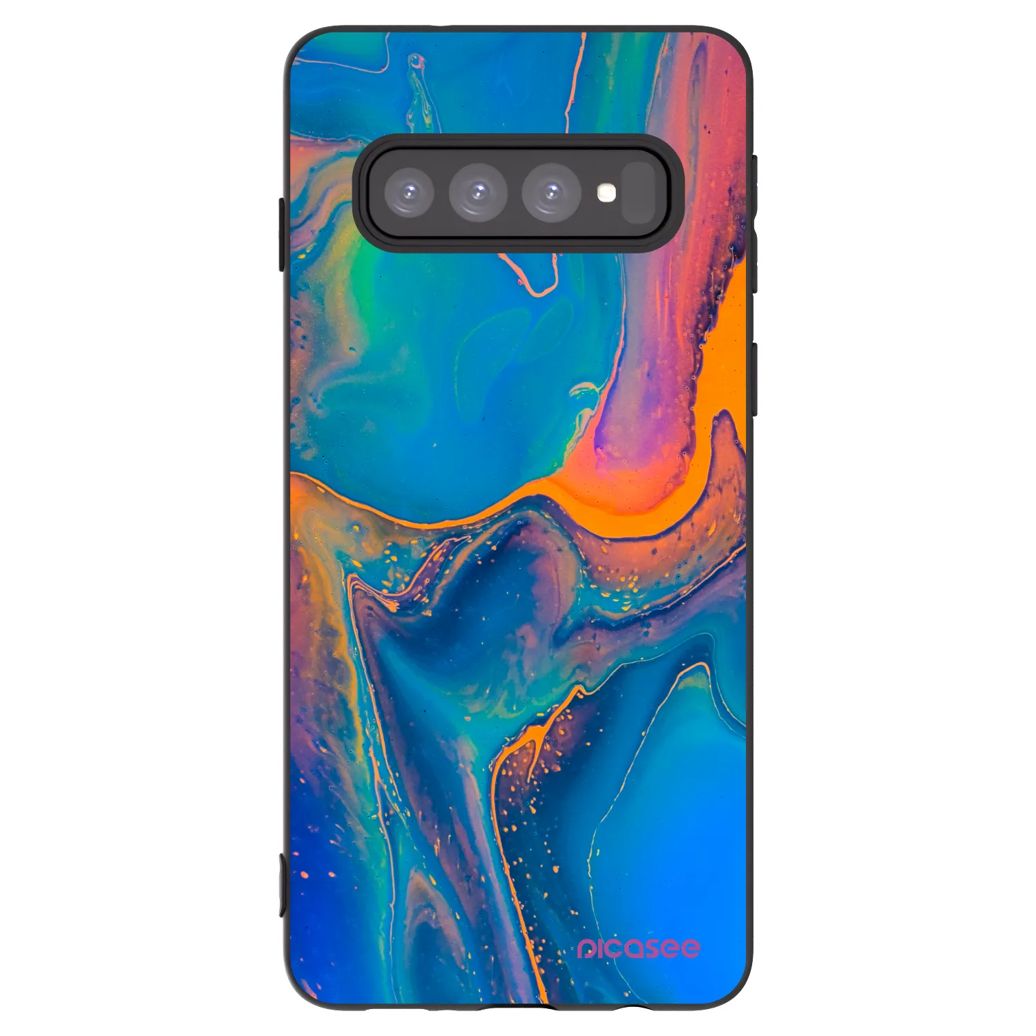 Picasee crna silikonska maskica za Samsung Galaxy S10 G973 - Rainbow