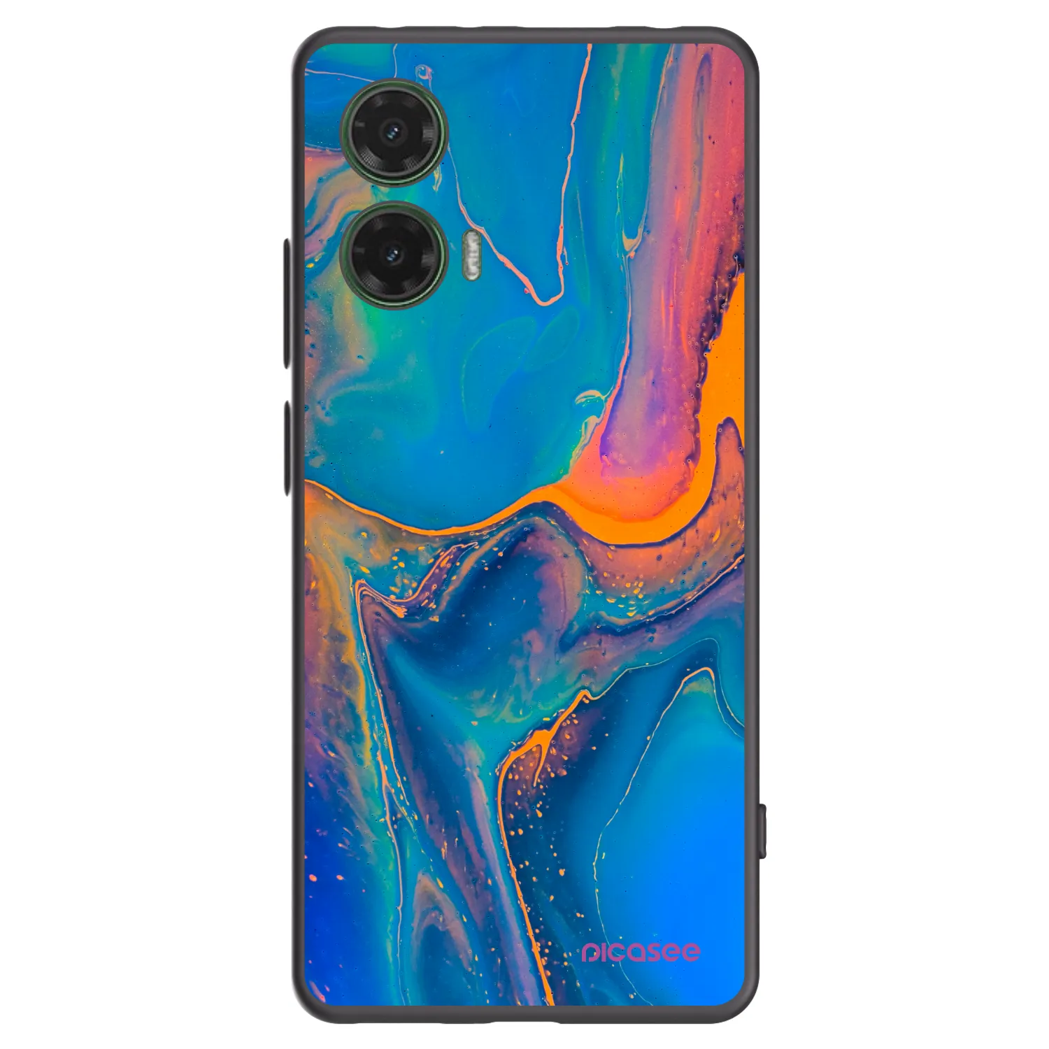 Picasee crna silikonska maskica za Motorola Moto G35 5G - Rainbow