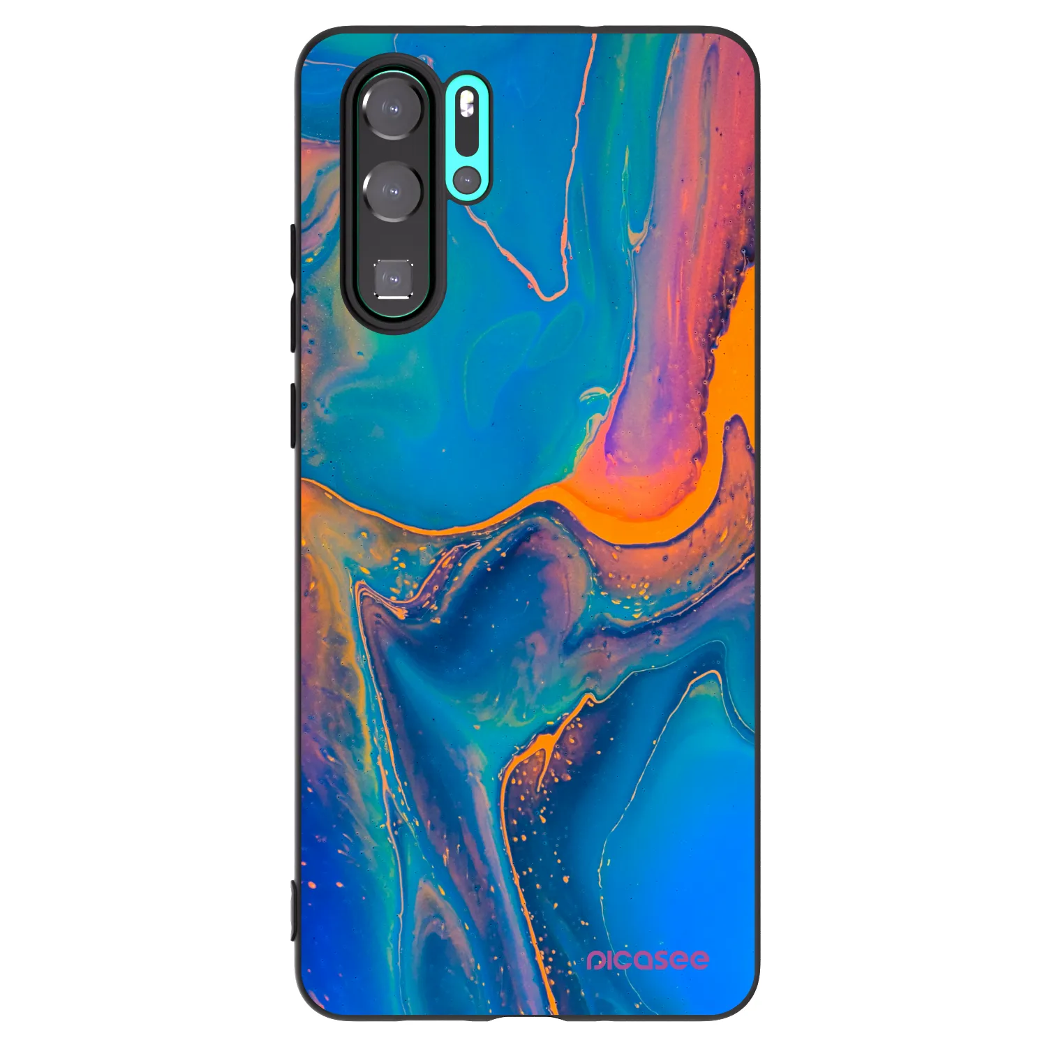Picasee crna silikonska maskica za Huawei P30 Pro - Rainbow
